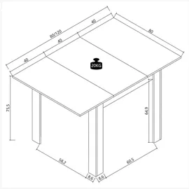 VCM Pesoli 80-120 x 76 cm braun