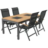 OUTLIV. Alpha Gartenmöbel-Set M (4 Plätze) Tisch 180/240x100cm Schwarz|Dunkelgrau