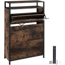 Tectake Industrial Schuhkipper 32 x 130 x 81 cm dunkelbraun / dunkel
