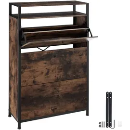 Tectake Industrial Schuhkipper 32 x 130 x 81 cm dunkelbraun / dunkel