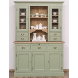 Casa Padrino Küchenbuffet Landhausstil Küchenschrank Grün / Braun 137 x 50 x H. 197 cm - 2 Teiliger Küchenschrank mit 5 Türen und 7 Schubladen - Landhausstil Küchenmöbel