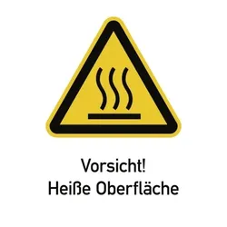 Vorsicht! Heiße Oberfläche ISO 7010, Kombischild, Polyesterfolie, 131x185 mm