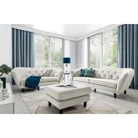 Fun Möbel Sofaset Designersofas Charlotte 3-2-1 in Stoff, Matt Velvet Beige