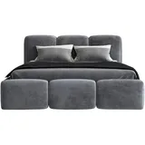 mebloland Polsterbett Dunkelgrau, H2, 140x200 cm, Schlafzimmer, Betten, Polsterbetten