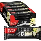 Power-System Proteinriegel Big Block, 16 Riegel, Vanille, je 100g, pro Riegel 50g Protein