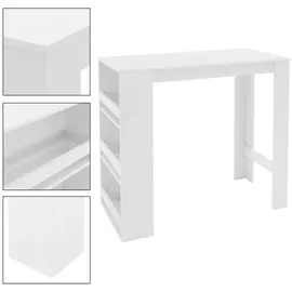 ML-Design Bartisch mit 3-stufigem Regal, Weiß 117x106x57 cm Viel Stauraum,