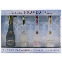 Pravda Vodka Flavored Miniaturen Set - zum verschenken oder sammeln 4 verschiedene Vodka Miniaturen 4 X 0.05l