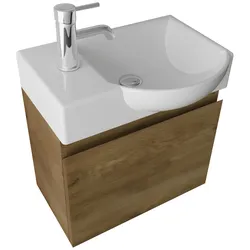Alpenberger Gäste-WC Waschtisch mit Unterschrank | Badmöbel Set mit Keramik Waschbecken | Waschbeckenunterschrank mit Soft-Close Funktion Vormontiert