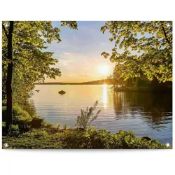 Poster REINDERS "Sonnenuntergang am See", grün (farbe bild(er): grün), B:80cm H:60cm T:0,1cm, Leinwand, Bilder, Outdoor für Garten oder Balkon