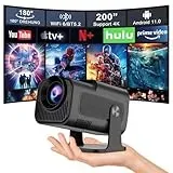Salange HY320 Mini Beamer,4k Unterstützt Heimkino Projektor,Android 11.0 Video Projector,Unterstützt 1080P WiFi6 BT 5.2,Tragbarer Beamer Handy Outdoor,Auto Trapezkorrektur