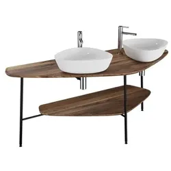 VitrA Plural Waschtischplatte 161,5x70,5x66 cm Eiche dunkel 64043