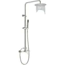 KLARWERK JANA | Premium Regendusche Set Silber gebürstet | Design Duscharmatur Duschsystem | Mischbatterie Dusche komplett mit Handbrause