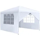 HENGMEI Pavillon 3x3m, Partyzelt Wasserdicht Stabil Winterfest, Metall Faltpavillon Gartenpavillon Pergola für Party, Marktstand, Garten mit 4 Seitenteilen und Fenstern, Weiß