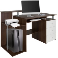 HJH Office Schreibtisch Weiß, Walnussfarben & 60x89x137 cm