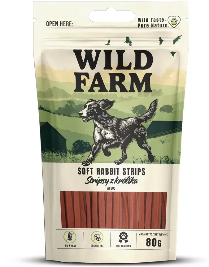 WILD FARM Kaninchenstreifen 80g Hundeleckerli