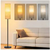 Lujasi LED Stehlampe Stehleuchte mit Beige Lampenschirm für Wohnzimmer, Schlafzimmer, Büro, LED Standleuchte, LED wechselbar, warmes Licht, warmweißes, kaltes Licht, Modern Leselampe mit Leinen Lampenschirm und Fußschalter Retro schwarz
