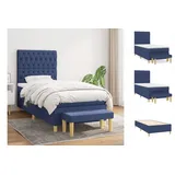 vidaXL Boxspringbett mit Matratze Blau 90x200 cm Stoff