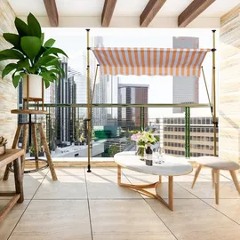 Relaxdays Klemmarkise 400 x 120 cm orange/weiß