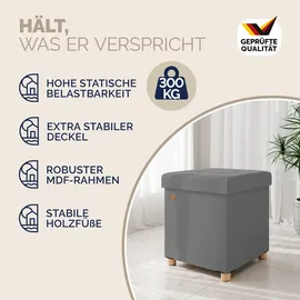 CASARIA Casaria® Sitzhocker mit Stauraum Samt Anthrazit