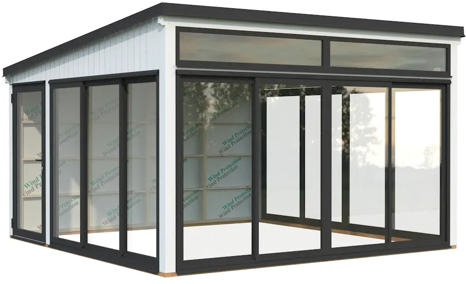 Palmako Glashaus Saga 16,6 m2 Slide Plus weiß lackiert