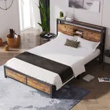 Metallbett Jugendbetten Doppelbett 140 X 200 Cm Mit Stauraum-kopfteil Und Metall Lattenrost, Kinderbett, Metall Bettgestell Okwish