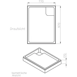 Schulte Duschwanne 100x80 cm, Weiß, Modell Cala - Komplettset inkl. Wannenträger und Ablaufgarnitur