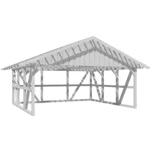 SKANHOLZ Doppelcarport Schwarzwald 6,84 x 6,00 m weiß mit Rückwand