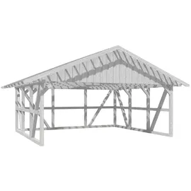 SKANHOLZ Doppelcarport Schwarzwald 6,84 x 6,00 m weiß mit Rückwand