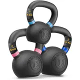 HQ Germany® Powdercoat Kettlebell | Vollguss | 2-32kg | Starter-Sets | ±2,0% Gewichtstoleranz, Gewicht:+Starter-Set (6+8+12KG)