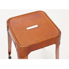 Interlink Hocker 4er-Set Leder 35 x 45 x 35 cm Braun