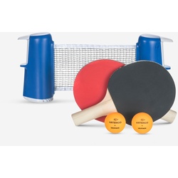 Tischtennis-Set Rollnet Small + 2 Schläger + 2 Bälle, blau, EINHEITSGRÖSSE