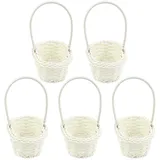 LNQ LUNIQI 5 Stück Weiß korb Weiss Korb für Blumen Geflochtener Korb Set Blumenkörbchen Weidenkorb für Hochzeit Party