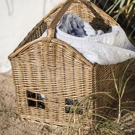 ib laursen Aufbewahrungskorb Korbhaus aus Rattan 30 x 32 x 40 cm grau