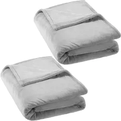 2 Kuscheldecken Polyester 220x240cm - grau