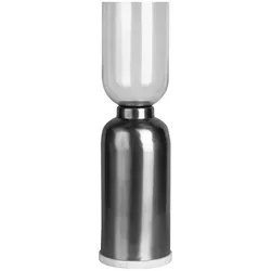 Kerzenhalter KAYOOM "Bodenkerzenhalter Shyam 125", schwarz, B:19cm, Kerzenhalter, Bodenkerzenhalter aus Metall, Marmor-Sockel, Windlicht aus Glas