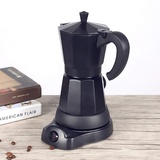 Loobiiny Elektrischer Espressokocher, Espressokocher aus Edelstahl, Espresso Kocher, 300 ml, für 6 Tassen, programmierbar