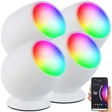 Luminea Home Control 4er-Set WLAN-Stimmungsleuchten, RGB-CCT-LEDs, 210 lm, 2,2 W, USB, weiß