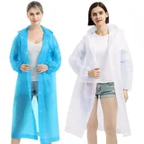 2 Stück regenponcho wasserdicht EVA Tragbarer Wasserdicht Regencape regenponcho mit kapuze Mehrzweck Regenjacke mit Tunnelzug Kapuze und Elastische Manschette für Wandern, Radfahren, Camping, Reisen - 38