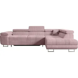 altdecor Ecksofa Cord mit Schlaffunktion 2-Sitzer Rosa