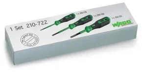 Wago 210-722 Betätigungswerkzeug-Set mit teilisoliertem Schaft, Typ 1 Klinge (25 x 04) mm, Typ 2 Klinge (35 x 05) mm, Typ 3 Klinge (55 x 08) mm 210722