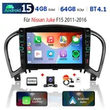 ESSGOO 8" Carplay Android 15 Autoradio Für Nissan Juke F15 2011-2016 GPS Navi Autoradio (RDS, 4+64GB(optional), Digitalradio (DAB), FM, SWC, Carplay Android Auto Bluetooth EQ USB GPS Navi WIFI Touchscreen) schwarz
