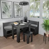 Vicco Eckbankgruppe Roman Schwarz, modern 180x120 cm mit Tisch,