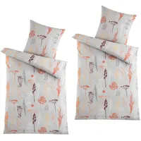 Hti-Living Mikrofaser Flausch Bettwäsche 2 Sets Grau/Orange