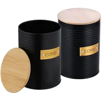 Relaxdays Kaffeedose schwarz rund 16 x 11 cm 1,4 l 2-teiliges Set