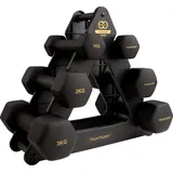 Tunturi Centuri Hantelset Kurzhanteln 6er Set mit Rack 1 kg, 2 kg, 3 kg schwarz