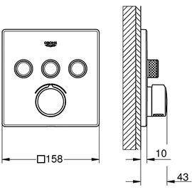 Grohe SmartControl Unterputz-Duscharmatur Einhandmischer eckig für 3 Verbraucher Chrom 29149000