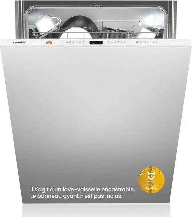 Comfee' CDWPB1215PB-EU Ganzintegrierte Spülmaschine mit 12 Besteckablagen, Cloud Wash, Extra Trocken, Einbau-Spülmaschine mit Startverzögerung, Schnellwäsche - Weiß [Energieeffizienzklasse E]