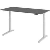 Bümö Schreibtisch, Graphit, Silber, Nachbildung, Rechteckig, 160x74x80 cm, FSC