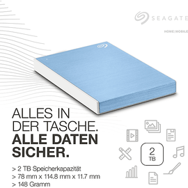 Seagate One Touch mit Passwort Festplatte 2 TB Blau
