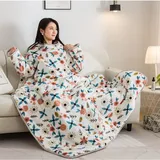 Portable Cuddly Blanket with Sleeves, Extra WeicheTV Blanket, Ärmeldecke, Loungedecke, Tragbare Ganzkörperdecke Mit Ärmeln, Faule Steppdecke Mit Ärmeln, Um Warm Zu Bleiben (150X195CM,Farbe 5)